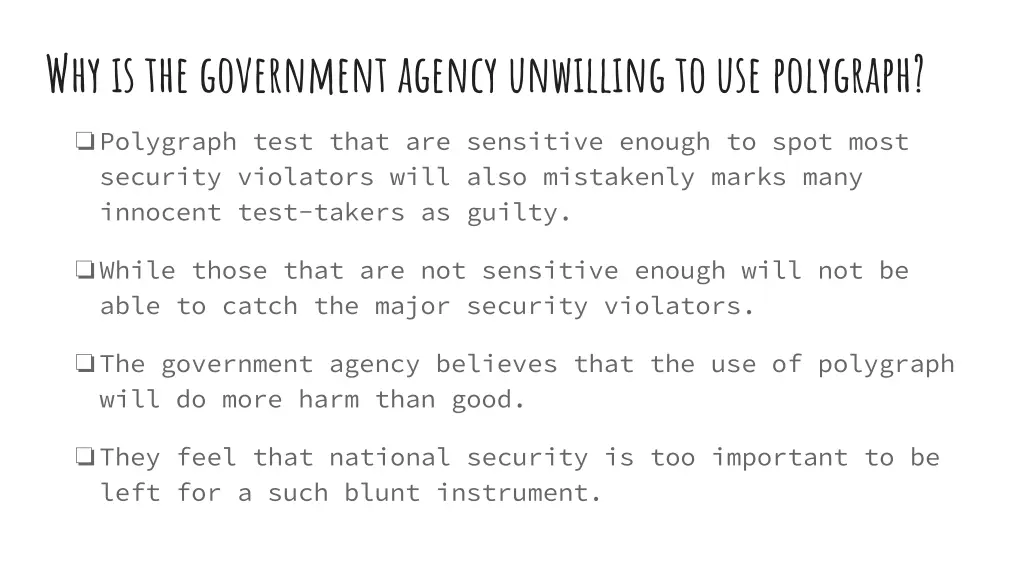 why is the government agency unwilling 1