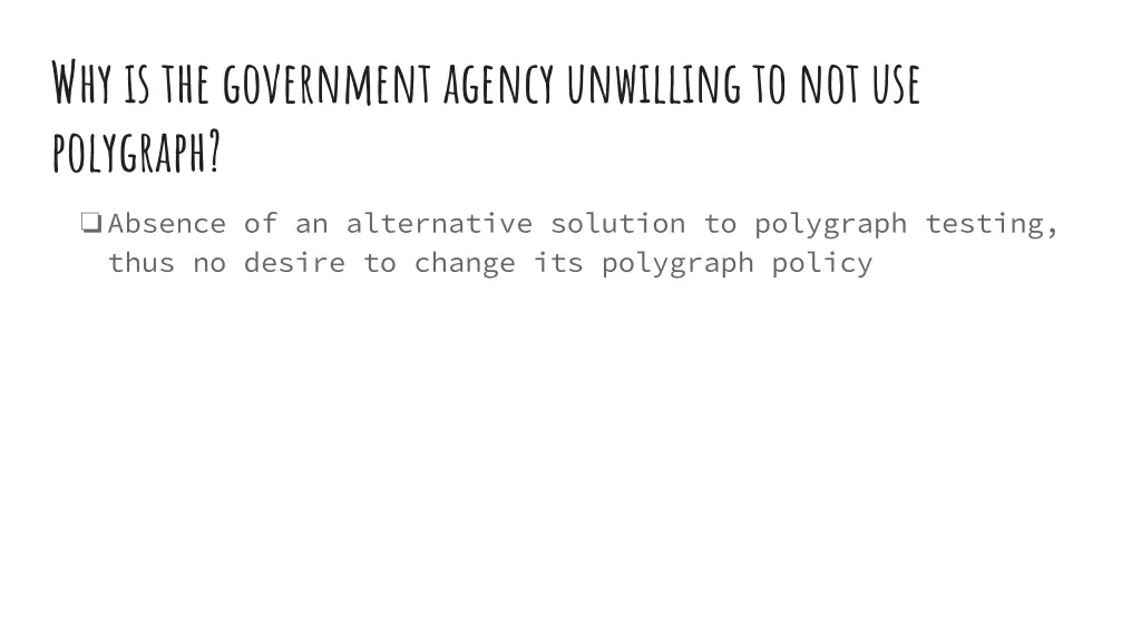 why is the government agency unwilling