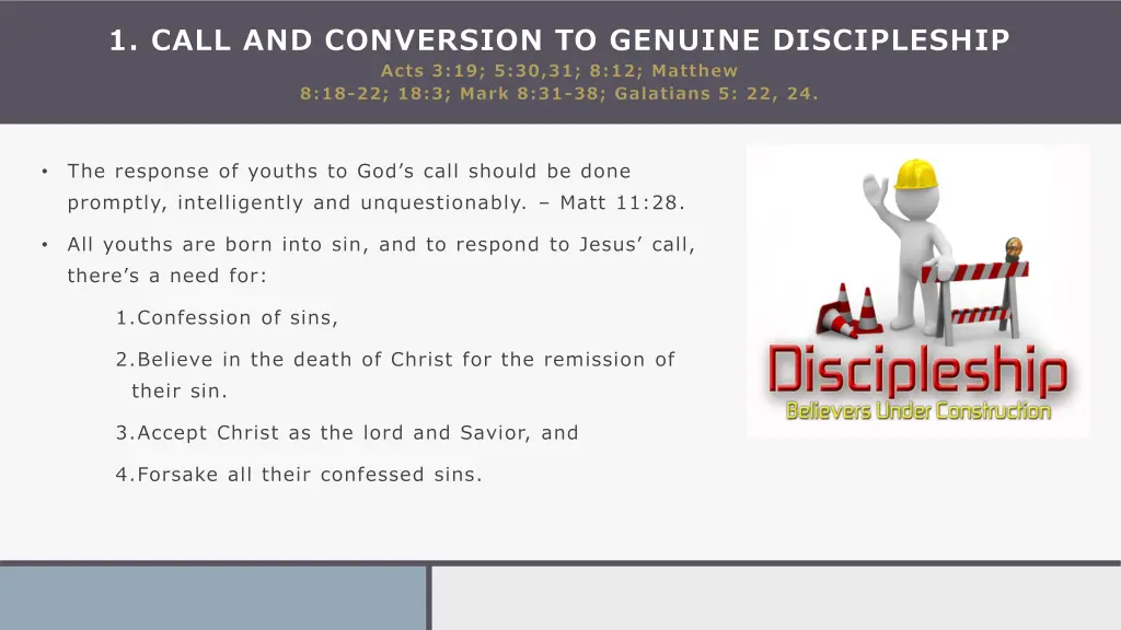 1 call and conversion to genuine discipleship