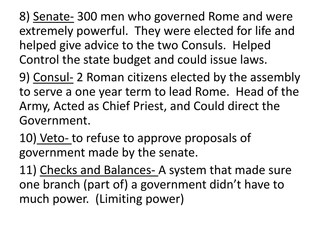 8 senate 300 men who governed rome and were