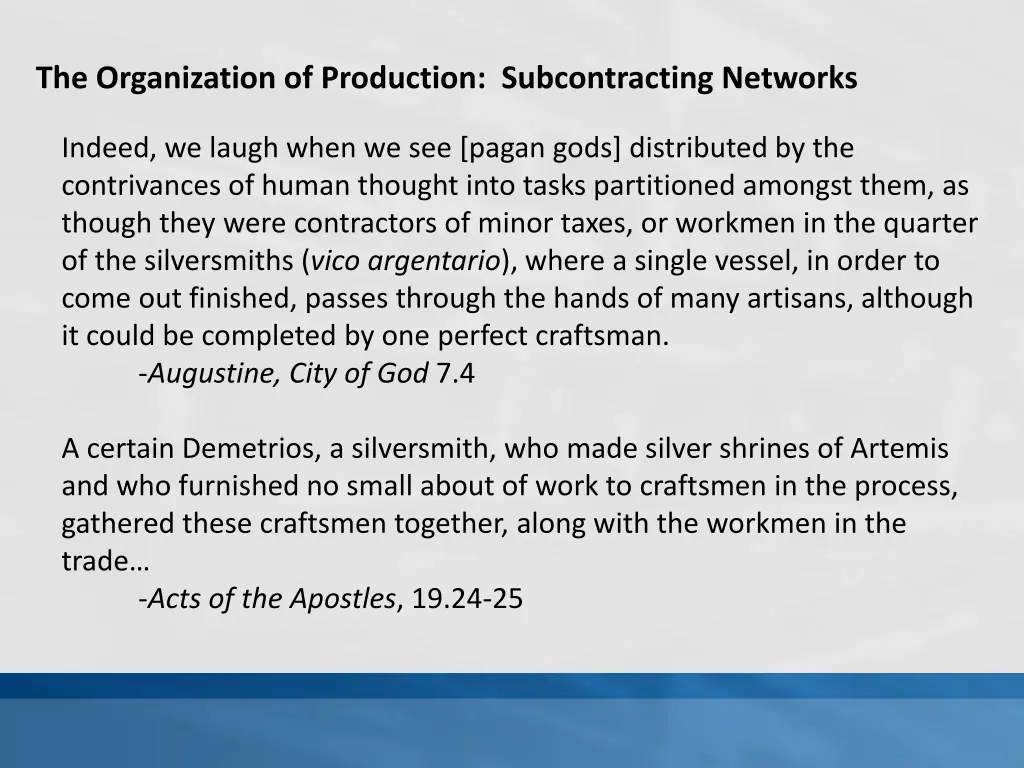 the organization of production subcontracting