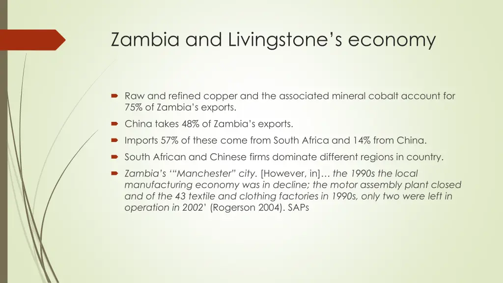 zambia and livingstone s economy