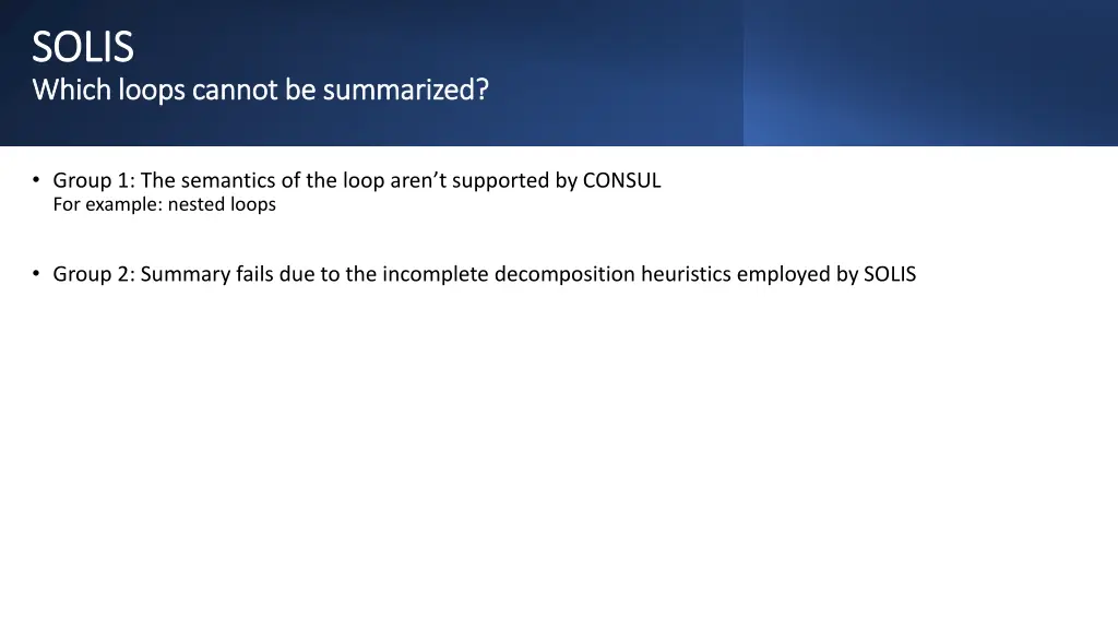 solis solis which loops cannot be summarized