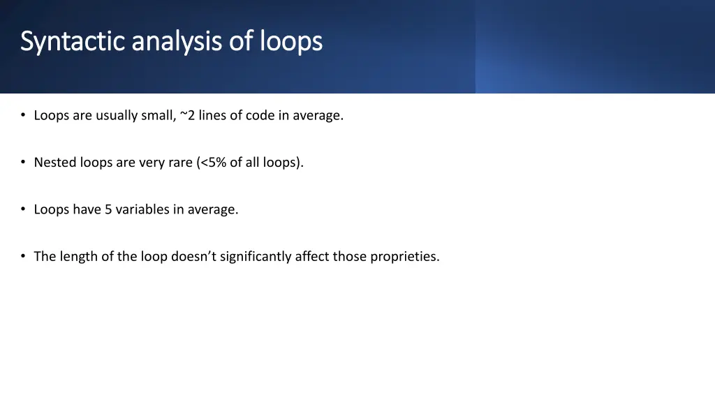 syntactic analysis of loops syntactic analysis