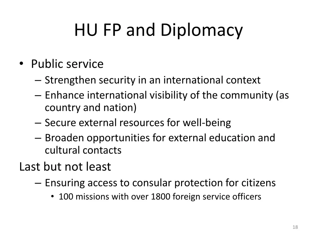 hu fp and diplomacy