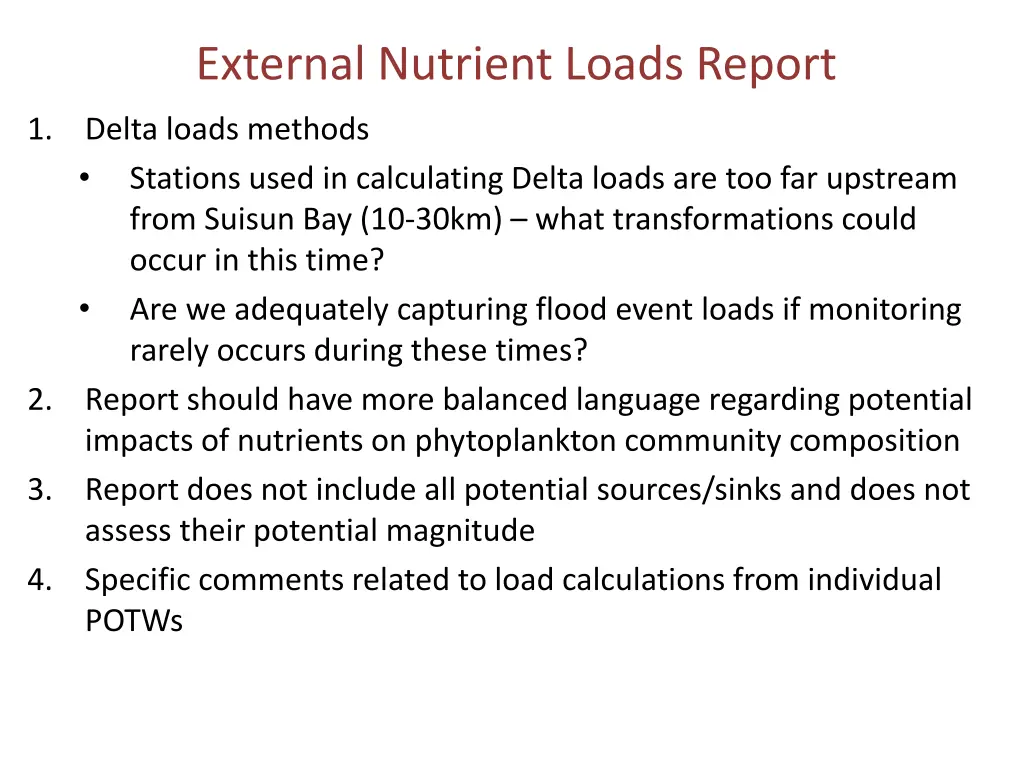 external nutrient loads report