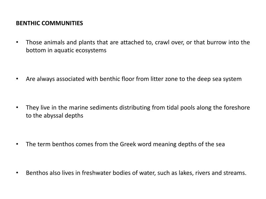 benthic communities