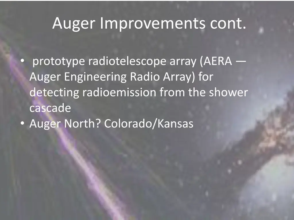 auger improvements cont