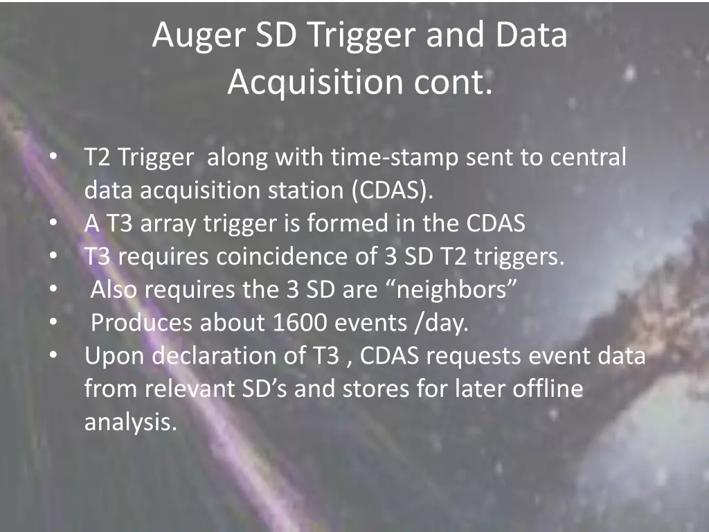 auger sd trigger and data acquisition cont