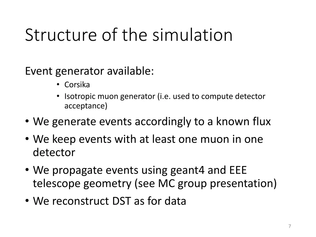 structure of the simulation