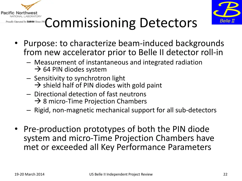 commissioning detectors