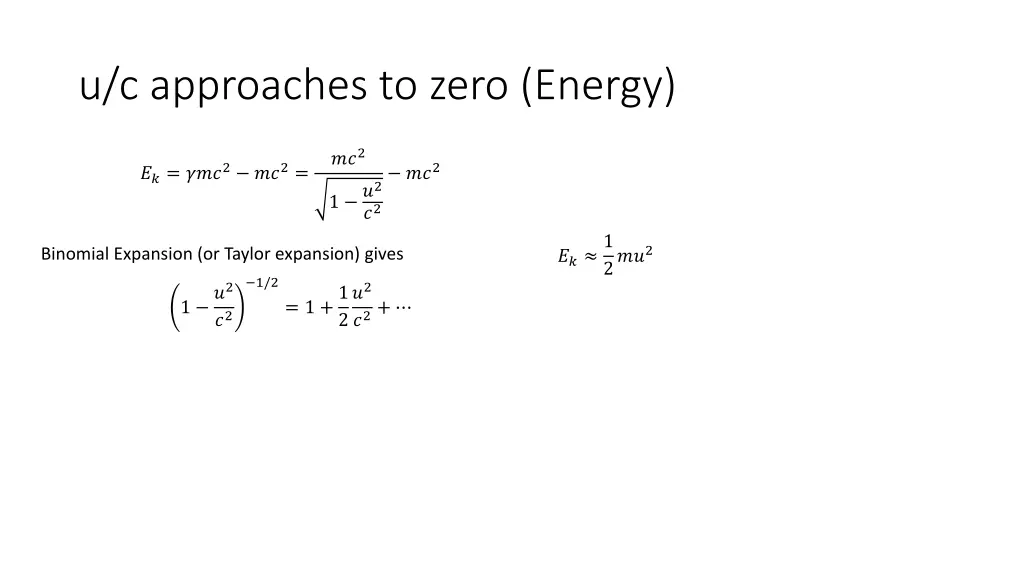 u c approaches to zero energy