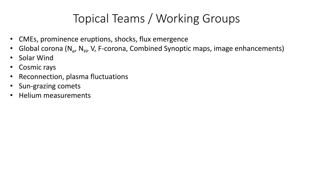 topical teams working groups