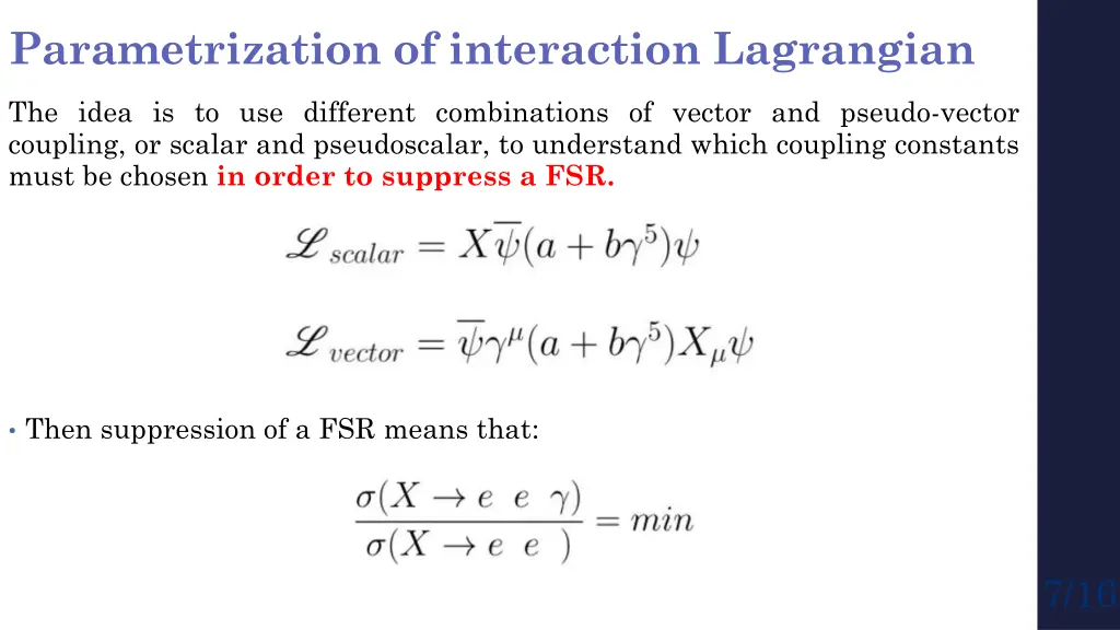 parametrization of interaction lagrangian