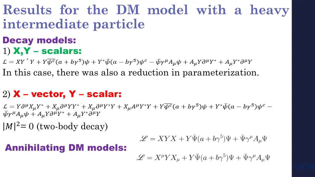 results for the dm model with a heavy