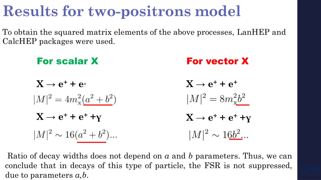 results for two positrons model