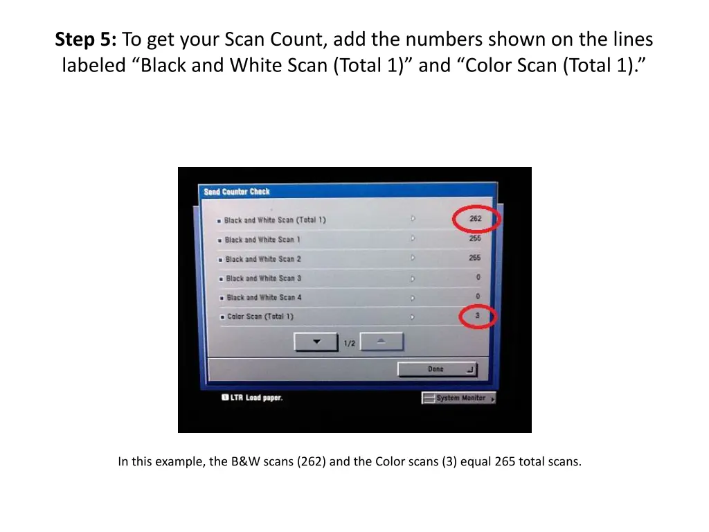 step 5 to get your scan count add the numbers