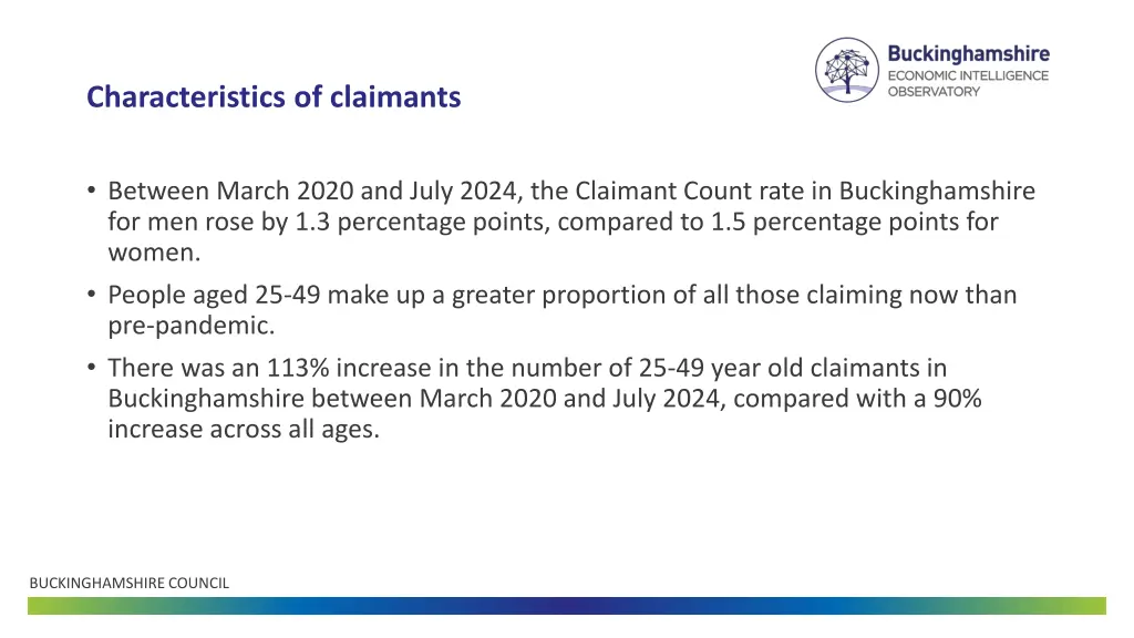 characteristics of claimants