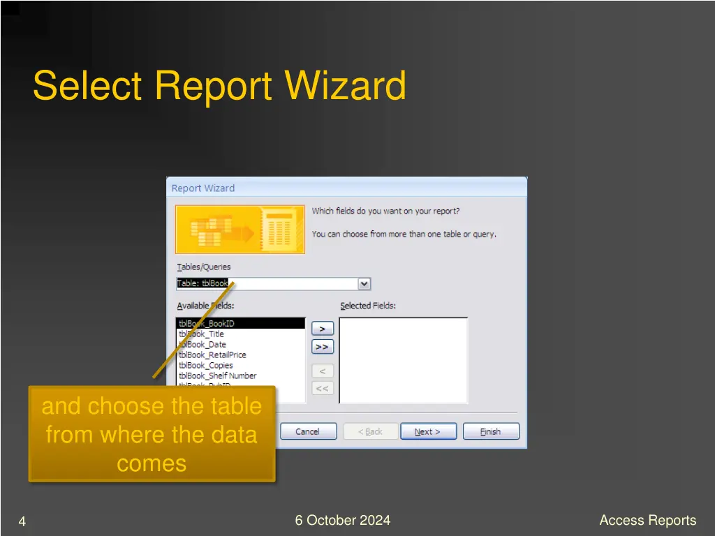 select report wizard