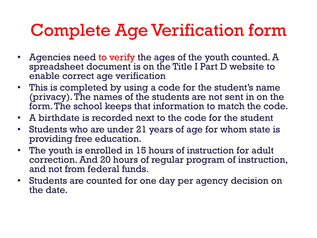 complete age verification form