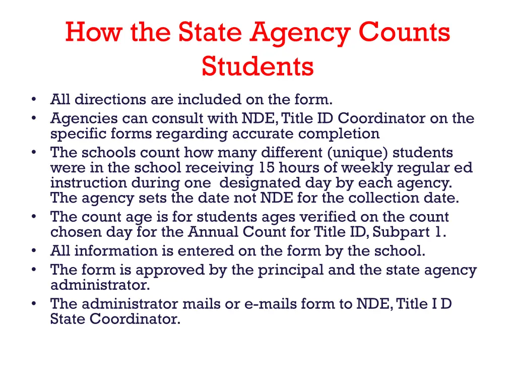 how the state agency counts students