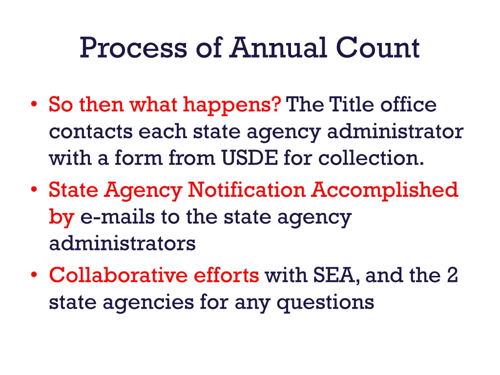 process of annual count