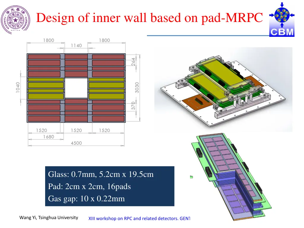 design of inner wall based on pad mrpc