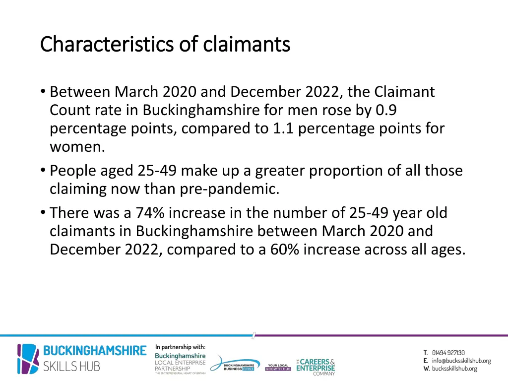 characteristics of claimants characteristics