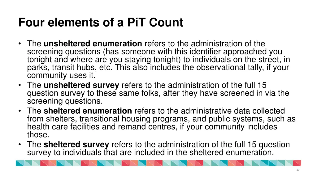 four elements of a pit count