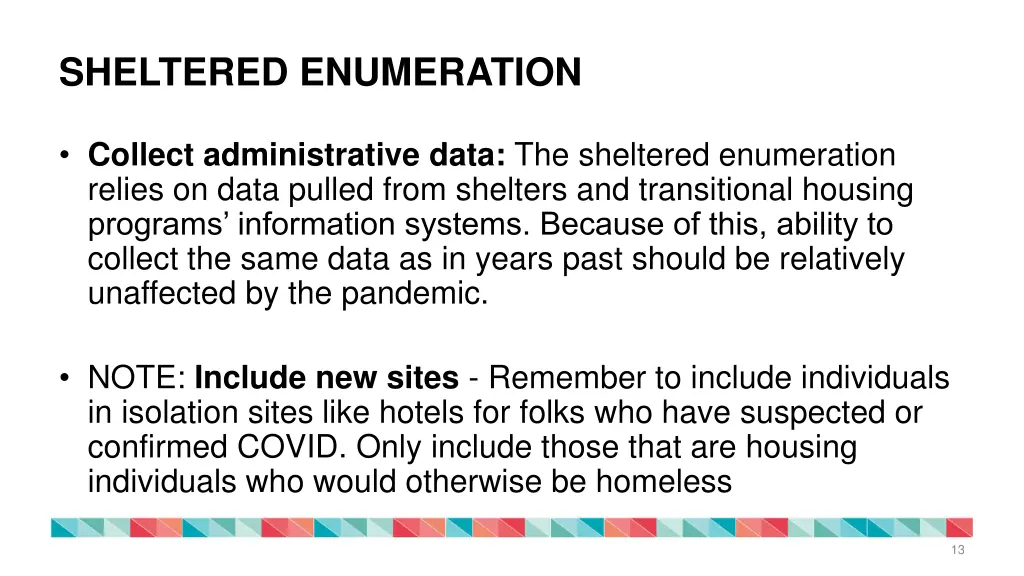 sheltered enumeration