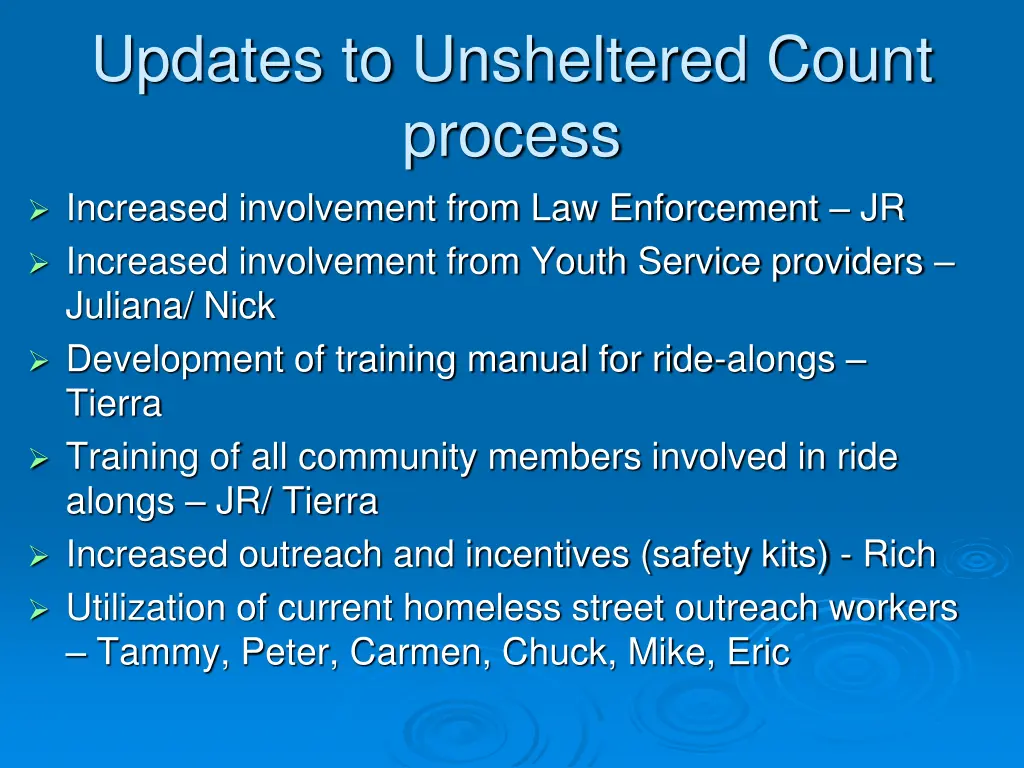 updates to unsheltered count process