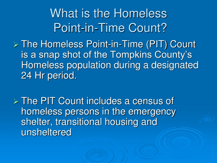 what is the homeless point in time count