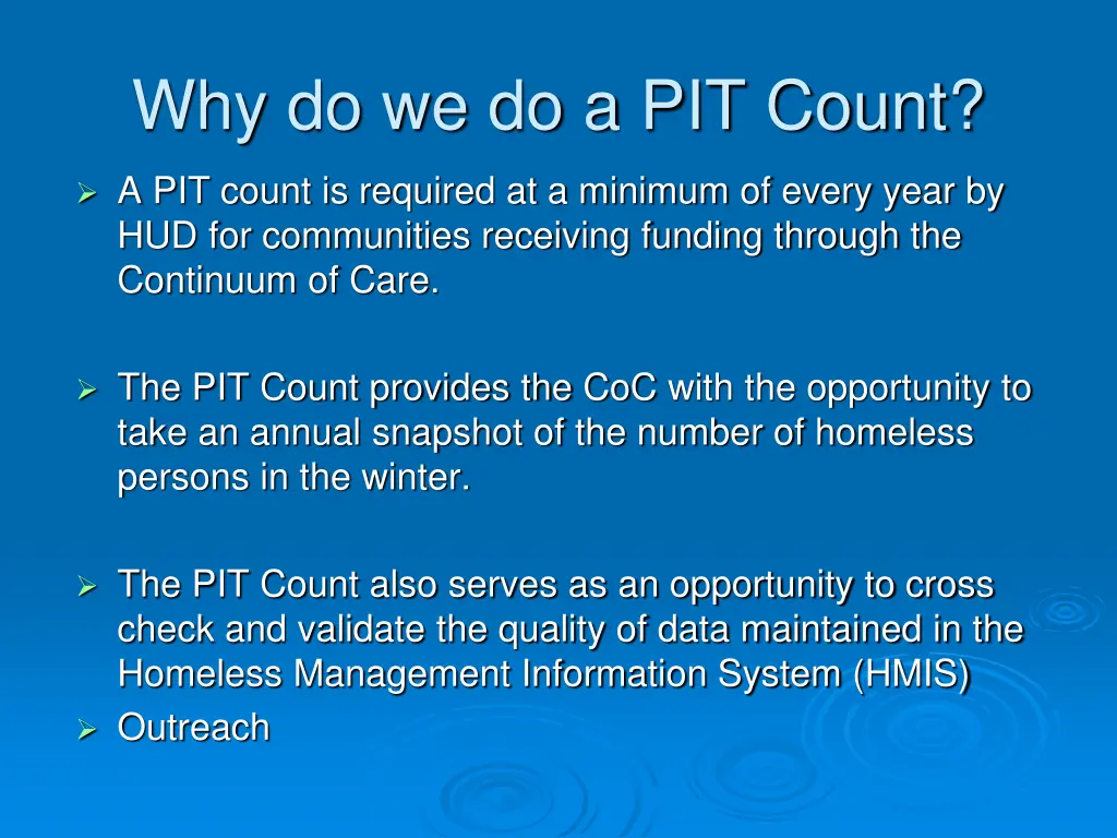 why do we do a pit count