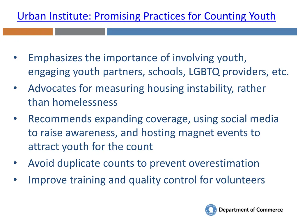 urban institute promising practices for counting