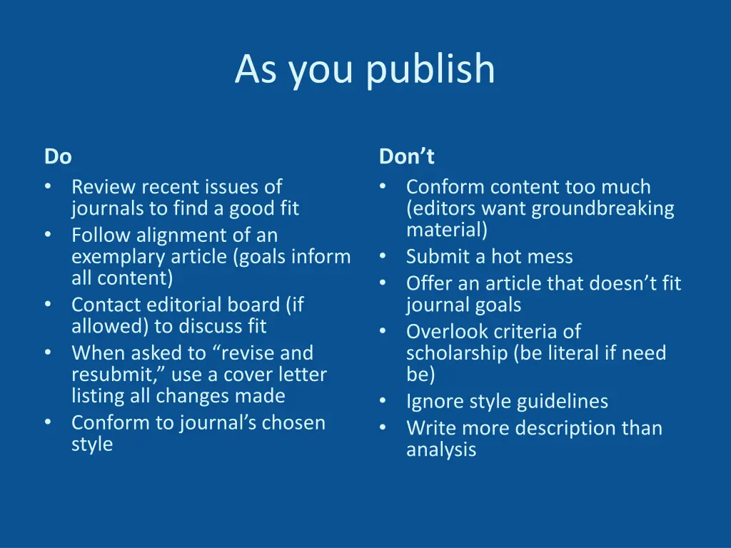 as you publish