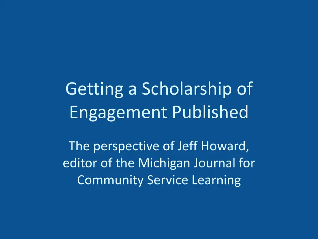 getting a scholarship of engagement published