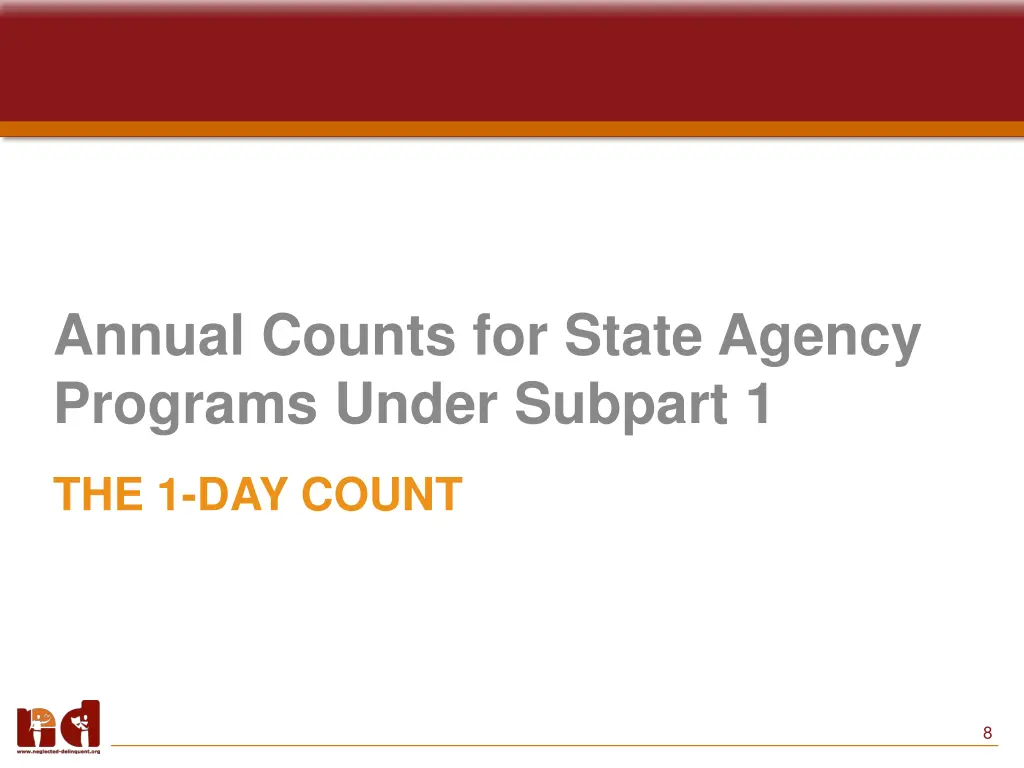 annual counts for state agency programs under