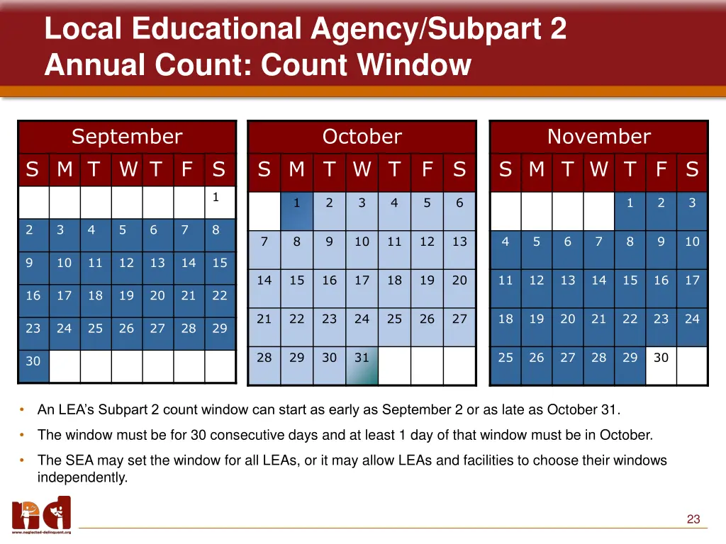 local educational agency subpart 2 annual count 1