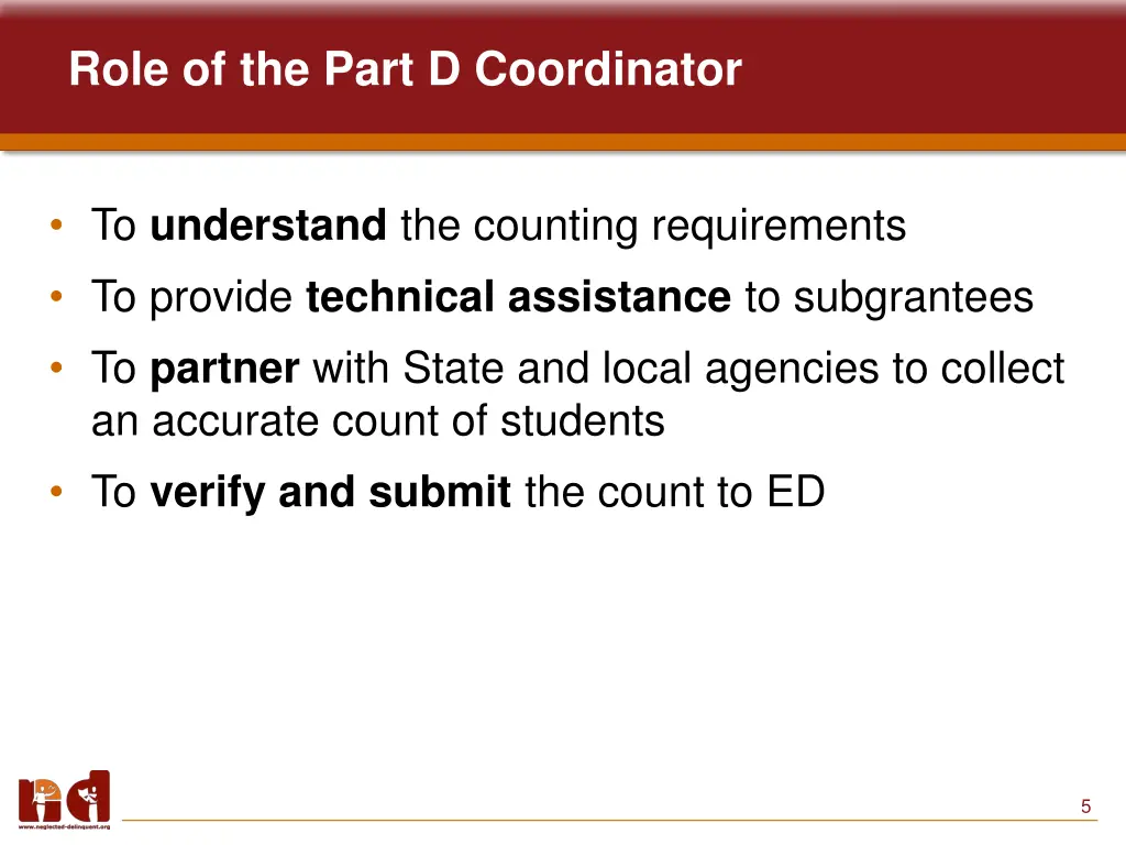 role of the part d coordinator