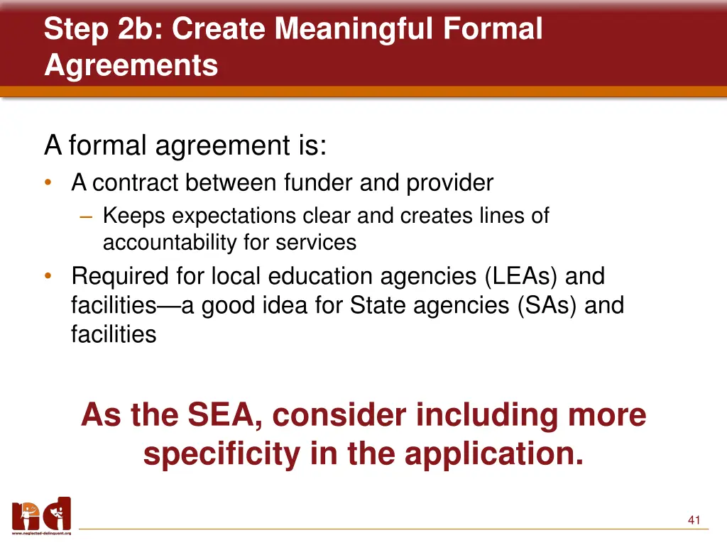 step 2b create meaningful formal agreements