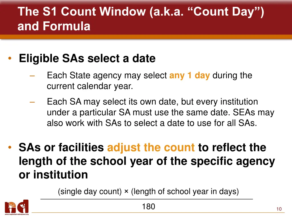 the s1 count window a k a count day and formula