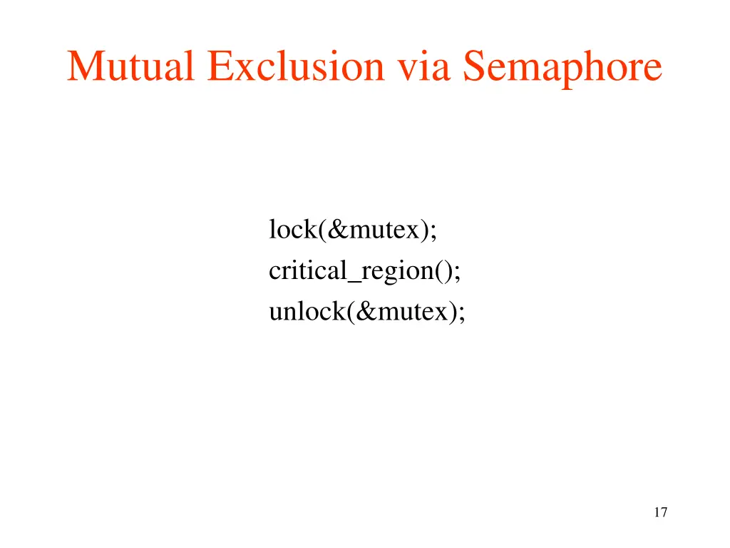 mutual exclusion via semaphore 1