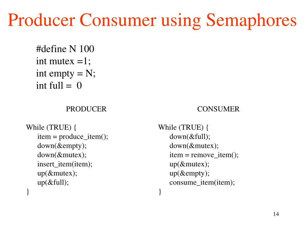 producer consumer using semaphores