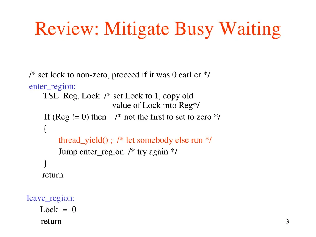 review mitigate busy waiting