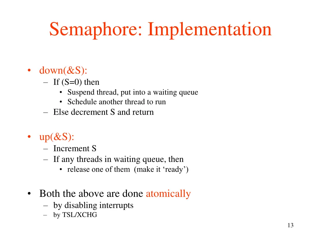 semaphore implementation