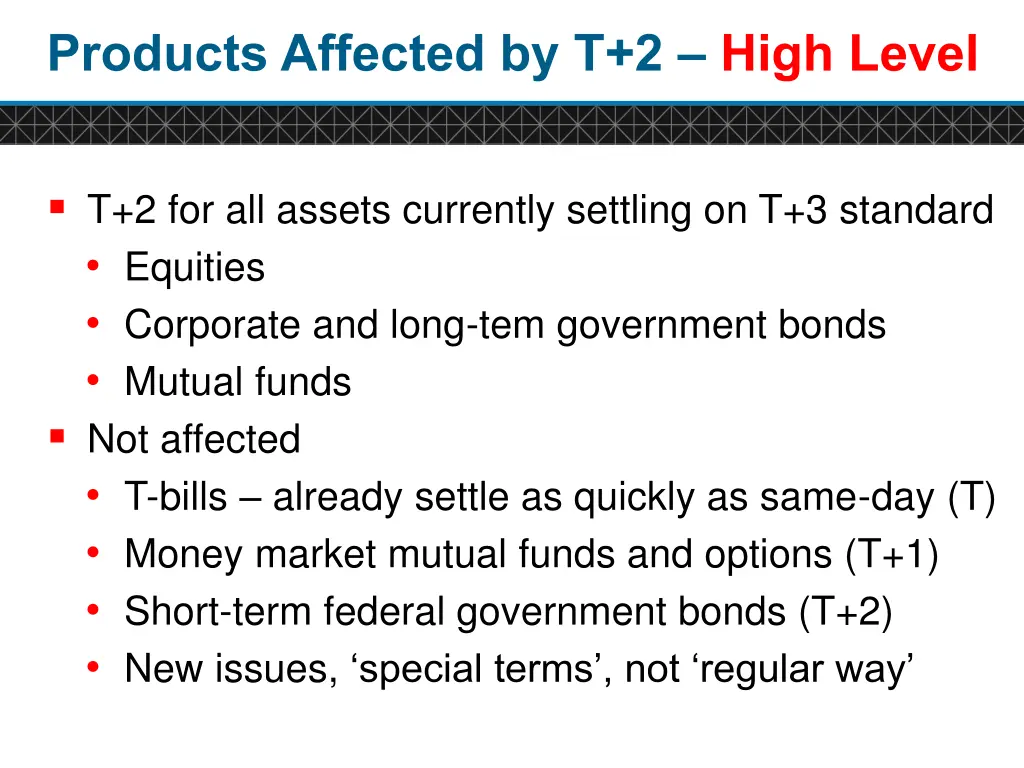 products affected by t 2 high level