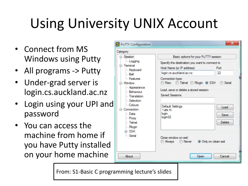 using university unix account