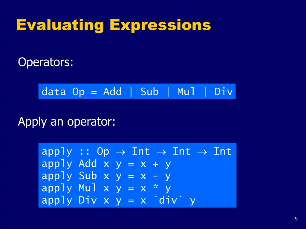 evaluating expressions