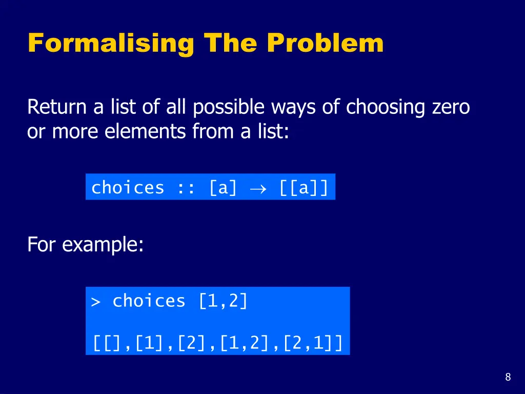 formalising the problem