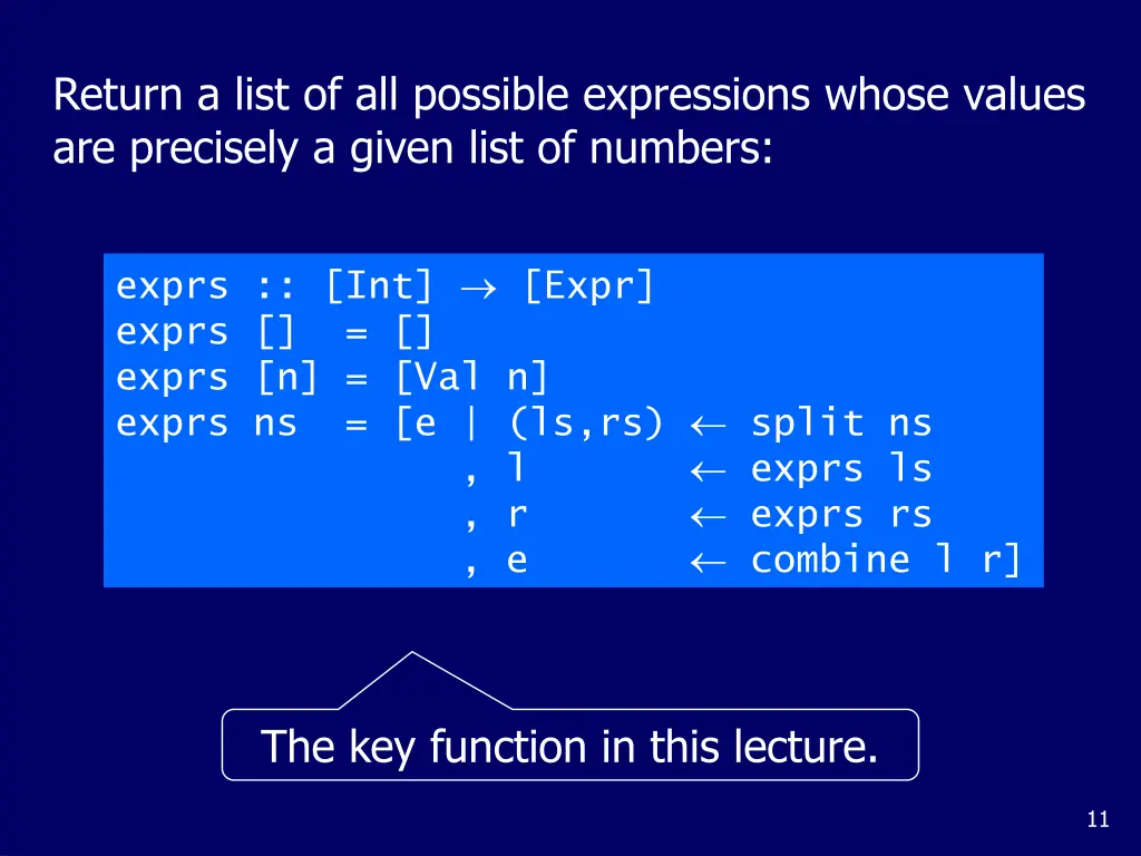 return a list of all possible expressions whose